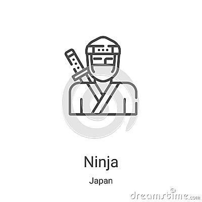 ninja icon vector from japan collection. Thin line ninja outline icon vector illustration. Linear symbol for use on web and mobile Vector Illustration