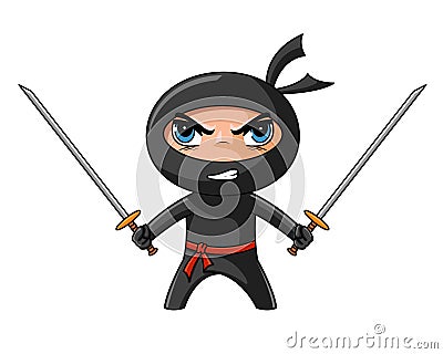 Ninja with katana Vector Illustration