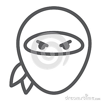 Ninja line icon, asian and character, samurai sign, vector graphics, a linear pattern on a white background. Vector Illustration