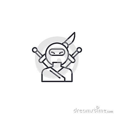 Ninja linear icon concept. Ninja line vector sign, symbol, illustration. Vector Illustration