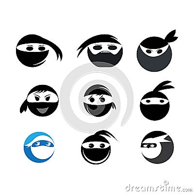 Ninja Face logo vector Vector Illustration