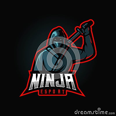 Ninja gaming logo Vector Illustration