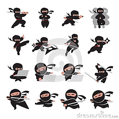 Ninja poses Vector Illustration