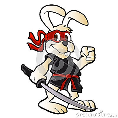 Ninja rabbit cartoon Vector Illustration