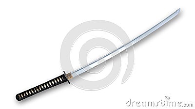 Ninja sword katana, weapon on white, side view Stock Photo