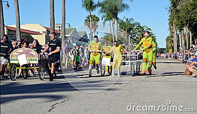 Ninja turtle costumes in a bed race Editorial Stock Photo