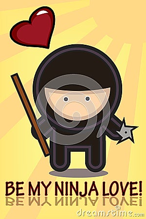 Ninja valentine card Vector Illustration