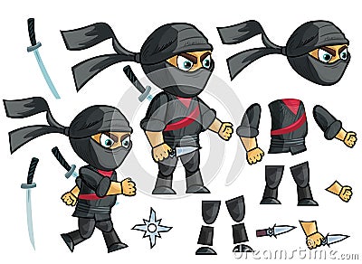 Ninja Vector. Animated Character Creation Set. Vector Illustration