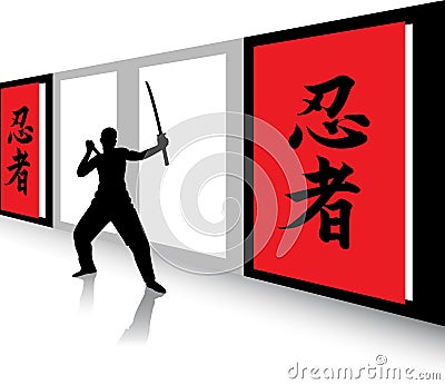 Ninja warrior Cartoon Illustration