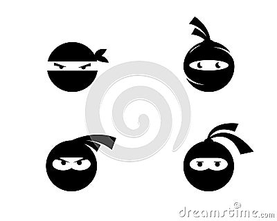 Ninja warrior icon. Simple black ninja head logo Stock Photo