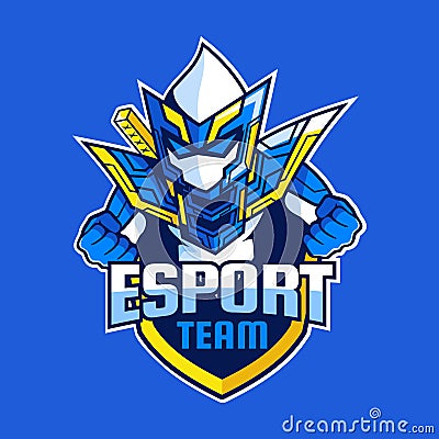 Ninja Warrior Knight e-sport game team logo designs Vector Illustration