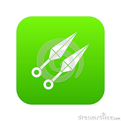 Ninja weapon kunai icon digital green Vector Illustration