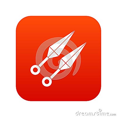 Ninja weapon kunai icon digital red Vector Illustration