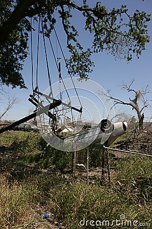 Ninth Ward lot with overturned automobile Stock Photo