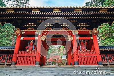 Nio-mon Gate at Taiyuinbyo - the Mausoleum of Tokugawa Iemitsu in Nikko Stock Photo