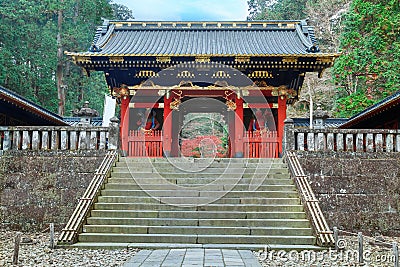 Nio-mon Gate at Taiyuinbyo - the Mausoleum of Tokugawa Iemitsu in Nikko Stock Photo