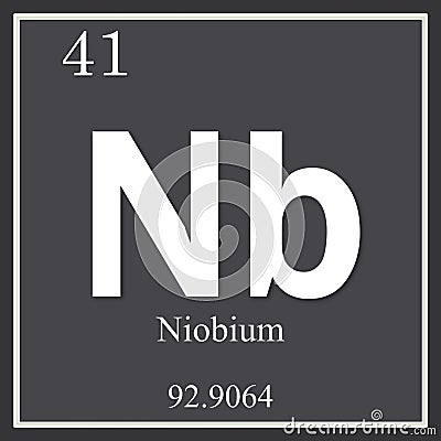 Niobium chemical element, dark square symbol Stock Photo