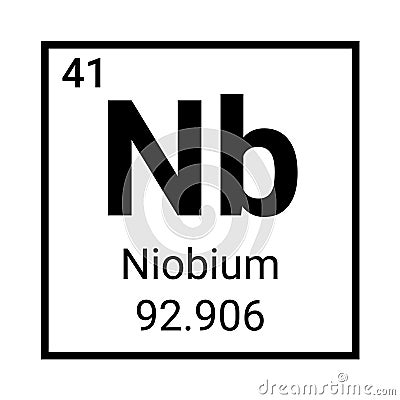 Niobium chemical table element icon. Niobium science chemical element icon Vector Illustration