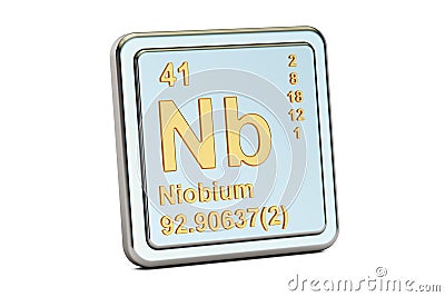 Niobium Nb, chemical element sign. 3D rendering Stock Photo