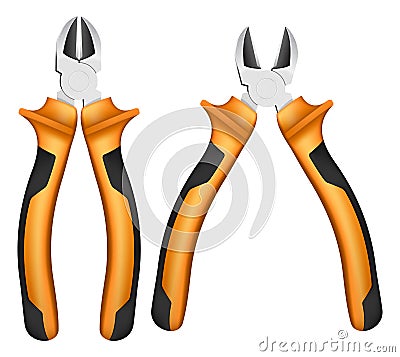 Nippers with orange handles Vector Illustration