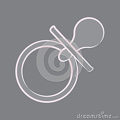 Nipple, baby`s dummy. Monochrome vector isolated Cartoon Illustration