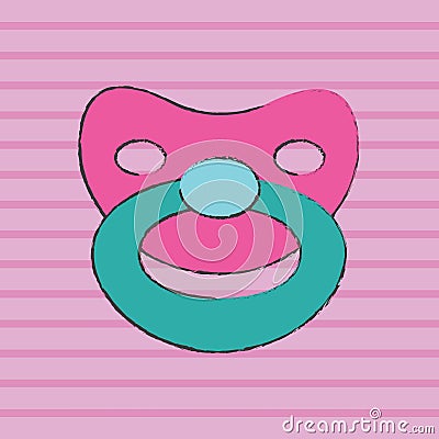 Nipple, baby`s dummy. Vector color isolated illustration. Cartoon Illustration