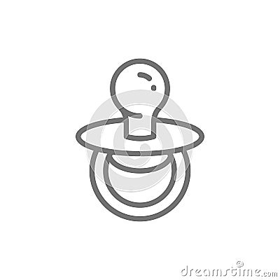 Nipple soother, baby pacifier line icon. Vector Illustration