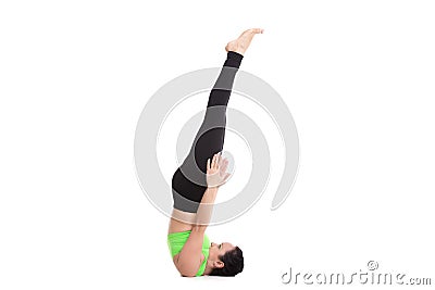 Niralamba Sarvangasana yoga pose Stock Photo