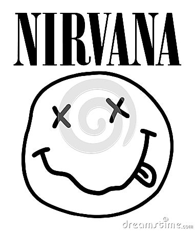 Nirvana Happy Face logo, isolated on white background. Vector Illustration