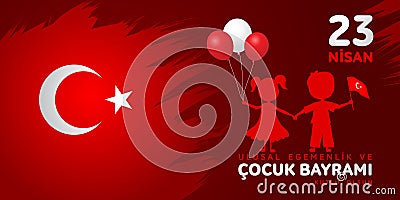 23 nisan cocuk baryrami. Translation: Turkish April 23 Children`s day Vector Illustration