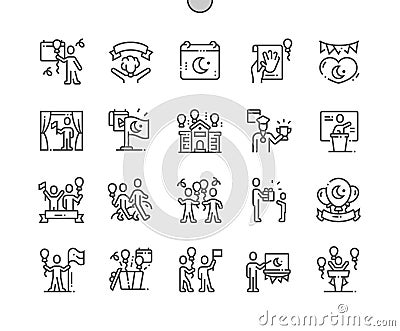 Nisan National Sovereignty and Children`s Day Perfect Vector Thin Line Icons Vector Illustration