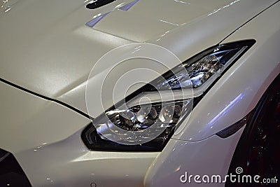 2017 Nissan GT-R head light at Manila Auto Salon Editorial Stock Photo