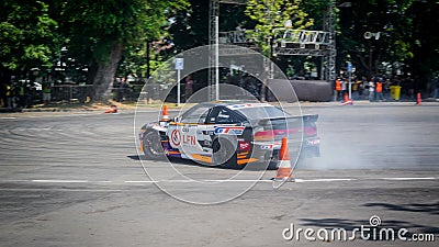 Nissan 180sx drift car during practice session in Indonesia drift series event Editorial Stock Photo