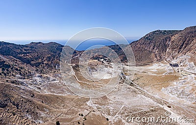 Nisyros island Stefanos volcano crater, Greece, Dodecanese Stock Photo