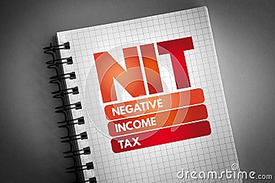 NIT - Negative Income Tax acronym on notepad, business concept background Stock Photo
