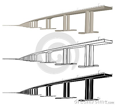 Niteroi Bridge in Rio de Janeiro, Brazil Vector Illustration