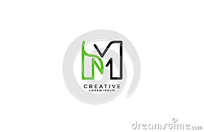 Nitial letter M outline modern multicolor logo inspiration Stock Photo