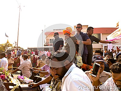 Nitin Gadkari during the a road show Editorial Stock Photo