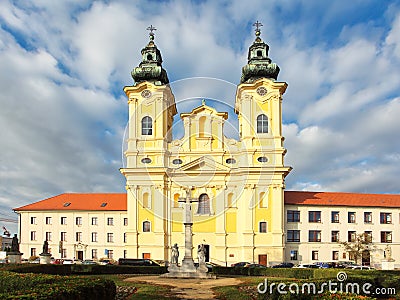 Nitra, Church of Saint Ladislav in square and park, Slovakia Stock Photo