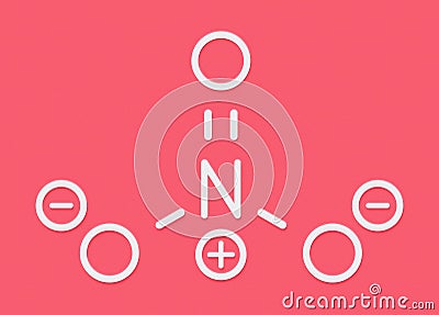 Nitrate anion, chemical structure. Skeletal formula. Stock Photo