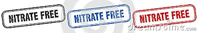 nitrate free square isolated sign set. nitrate free stamp. Vector Illustration