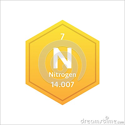 Nitrogen symbol. Chemical element of the periodic table. Vector stock illustration. Vector Illustration