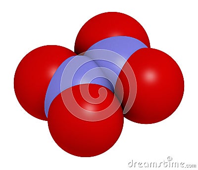 Nitrogen tetroxide dinitrogen tetroxide, N2O4 rocket propellant molecule. 3D rendering. Atoms are represented as spheres with. Stock Photo