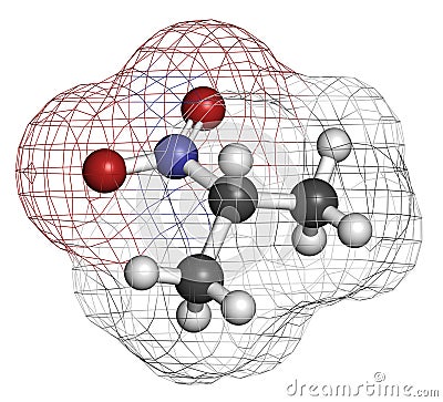 Nitropropane 2-nitropropane, 2-NP chemical solvent molecule. Used as solvent in production of ink, polymers, coatings, adhesives Stock Photo