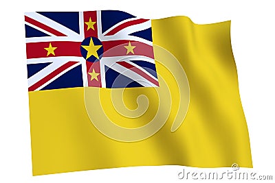 Flag of Niue waving in the wind Stock Photo