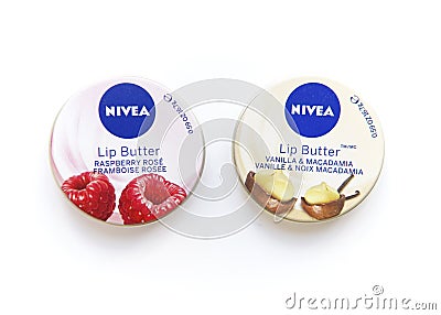 NIVEA Lip Butter Raspberry Rose melts into your dry lips Editorial Stock Photo