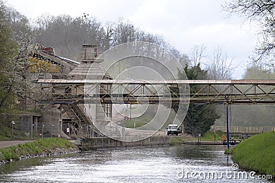 Nivernais canal running through the Picampoix quarry, Nievre, Burgundy Stock Photo