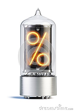 Nixie tube indicator isolated on white - set of decimal digits Stock Photo