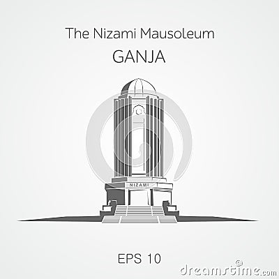 Nizami mausoleum Ganja. Azerbaijan Vector Illustration