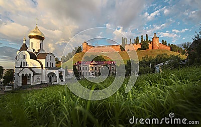 Nizhny Novgorod city, Russia. Beautiful panoramic view of city Editorial Stock Photo